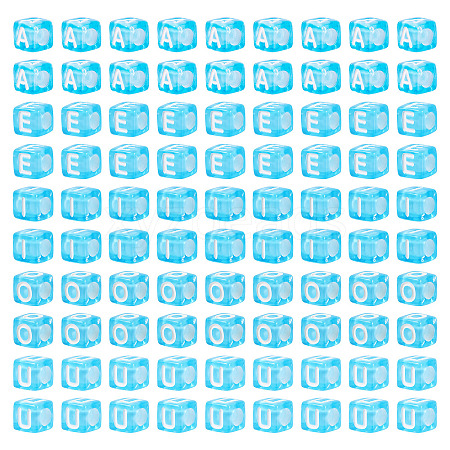 100Pcs 5 Colors Transparent Acrylic Beads TACR-TA0001-55B-1