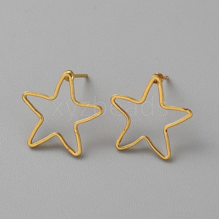 Golden Brass Hollow Geometric Stud Earrings EJEW-WH0012-127I-1