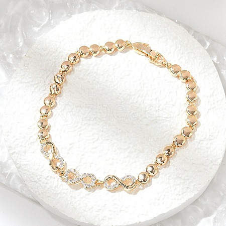 Brass Micro Pave Cubic Zirconia Link Chain Bracelets KK-R217-46G-1