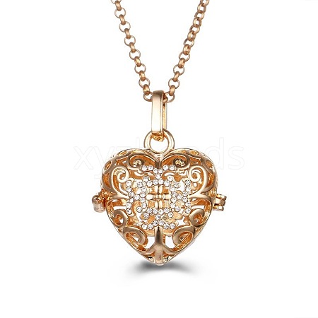 Angel Wing Alloy Pave Clear Cubic Zirconia Aromatherapy Bead Cage Pendant Oil Necklace Heart Hollow Necklaces XV8359-3-1