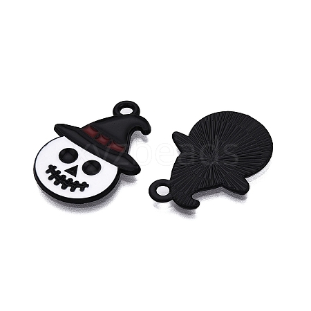 Halloween Theme Spray Painted Alloy Enamel Pendants ENAM-T020-09C-1