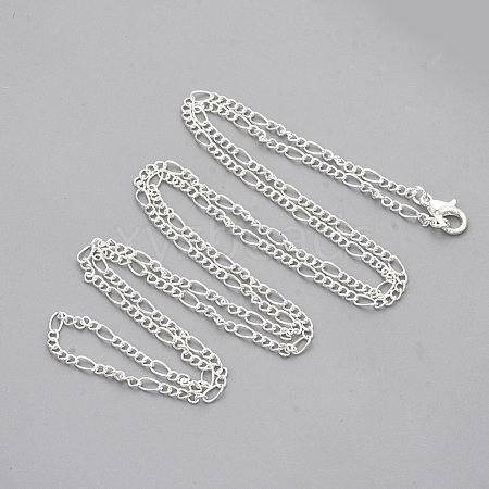 Brass Coated Iron Figaro Chain Necklace Making MAK-T006-03S-1