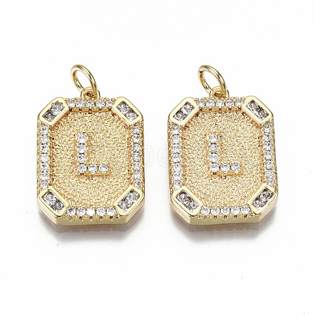 Brass Micro Pave Clear Cubic Zirconia Pendants KK-S356-234L-G-NF-1