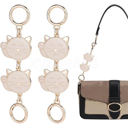 Alloy Enamel Cat Link Chains for Purse Chains PURS-WH0001-40-1