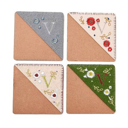 4Pcs Letter Personalized Hand Embroidered Corner Bookmarks JX587V-1