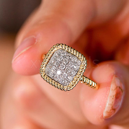 Brass Micro Pave Cubic Zirconia Finger Rings for Women FS-WG378B2-03-1