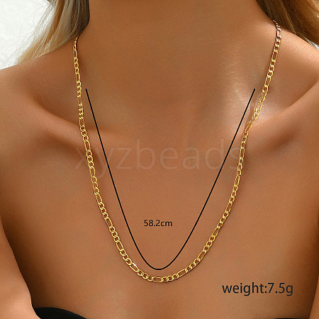 Elegant Brass Figaro Chain Necklaces for Daily XX2415-1-1