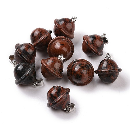 Natural Mahogany Obsidian Pendants G-B041-01P-08-1