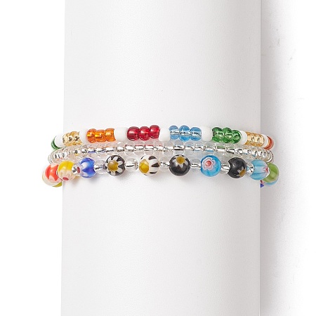 Glass Seed Beads Beaded Bracelets Sets BJEW-JB09074-1
