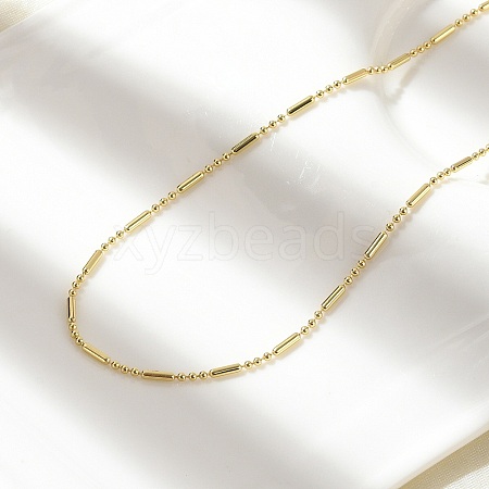 Brass Ball Column Link Chain Necklaces NJEW-A042-06G-1
