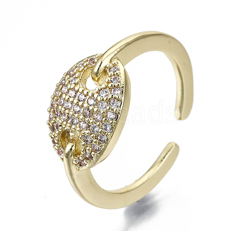Brass Micro Pave Clear Cubic Zirconia Cuff Rings RJEW-S045-053G-NR-1