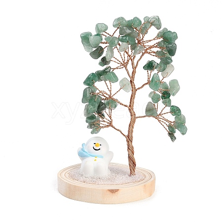 Natural Green Aventurine Chips Tree of Life Decorations DJEW-B013-03A-1