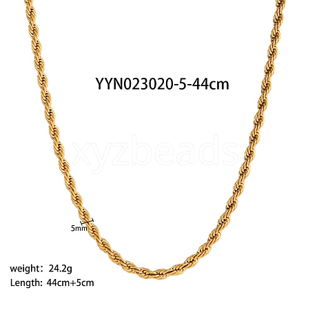 5mm Stylish Titanium Steel Rope Chain Necklaces for Women Men AA4830-7-1