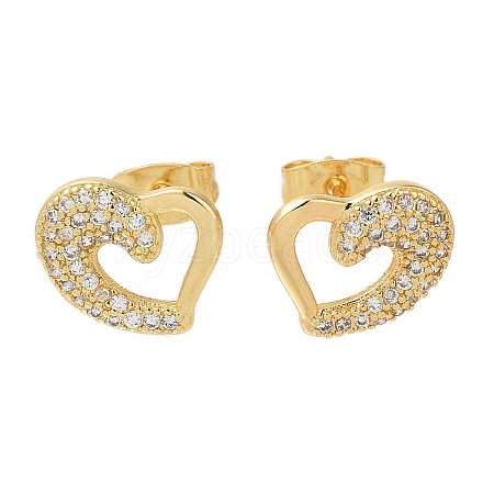 Brass Pave Clear Cubic Zirconia Stud Earrings EJEW-M088-09G-1