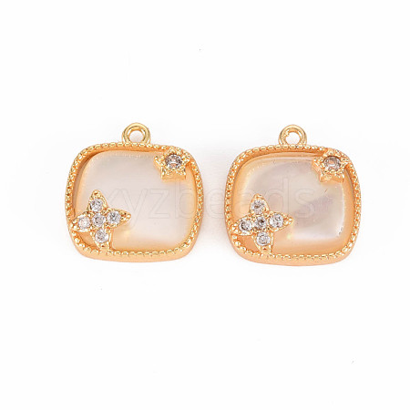 Brass Micro Pave Clear Cubic Zirconia Charms KK-T062-180G-NF-1