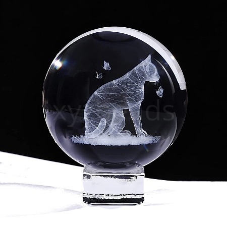 Inner Carving Glass Crystal Ball Diaplay Decoration PW-WGE79FB-04-1