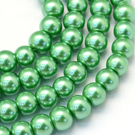 Baking Painted Pearlized Glass Pearl Round Bead Strands HY-Q330-8mm-69-1