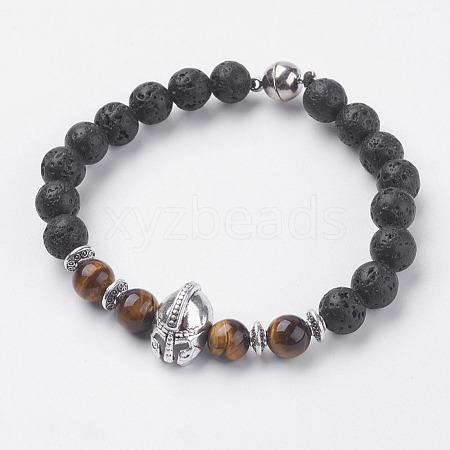 Natural Lava Rock Beads Bracelets BJEW-E326-16C-1