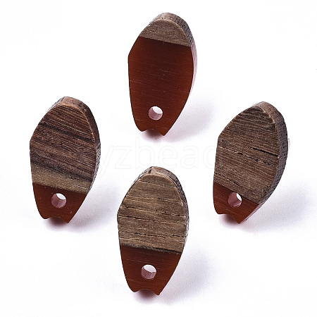 Opaque Resin & Walnut Wood Stud Earring Findings MAK-N032-010A-B03-1