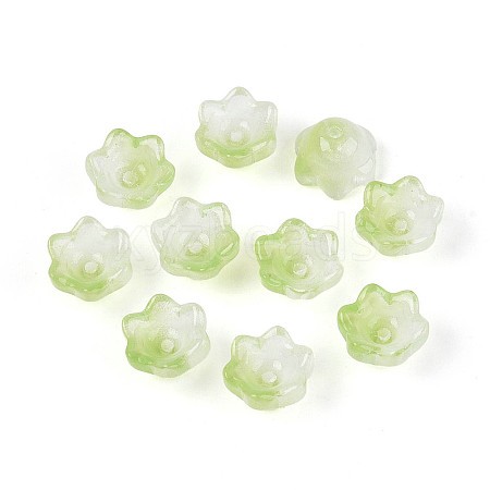 Transparent Two Tone Spray Painted Glass Bead Caps A-GLAA-Q089-002B-010-1