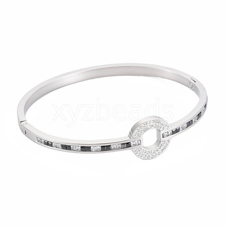 Rhinestone Donut Bangle BJEW-N017-018P-1