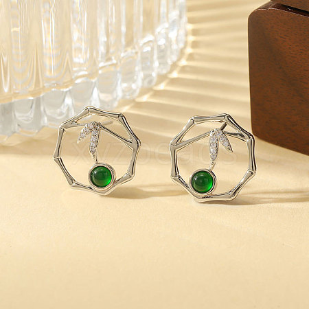 Brass Micro Pave Cubic Zirconia Stud Earrings for Women WGC9076-02-1