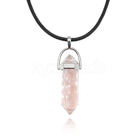 Natural Rose Quartz Pendant Necklaces IC1467-8-1