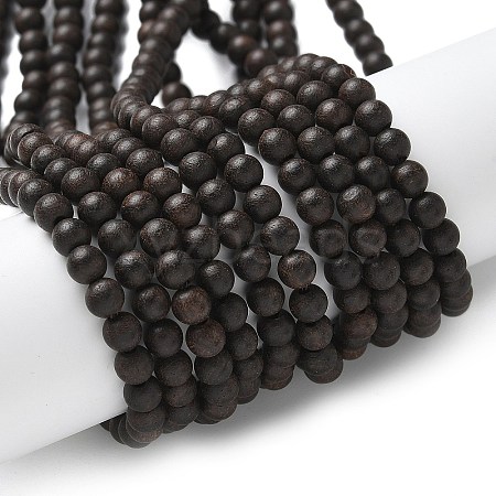 Natural Ebony Wood Beads Strands WOOD-P011-03-4mm-A-1