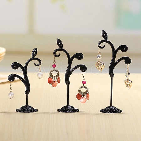 3Pcs 3 Sizes Flower Alloy with Iron Dangle Earrings Display Stands PW-WG94325-03-1