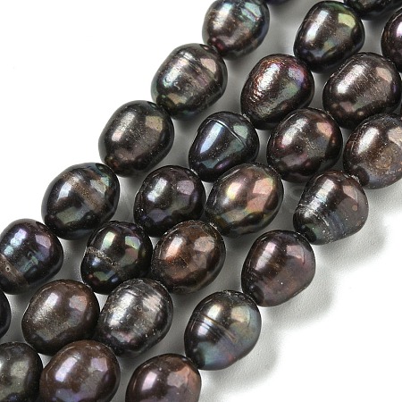 Natural Cultured Freshwater Pearl Rice Beads Strands PEAR-XCP0001-06-1