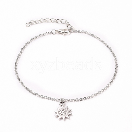 Alloy Sun Charm Anklets AJEW-AN00334-02-1