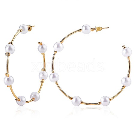 Shell Pearl Beaded Big Circle Stud Earrings JE988A-1