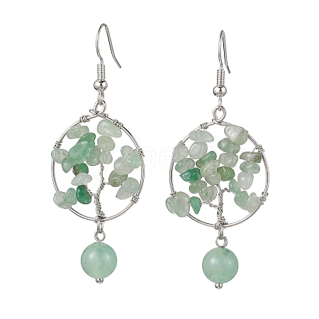 Natural Green Aventurine Dangle Earrings EJEW-JE05747-03-1