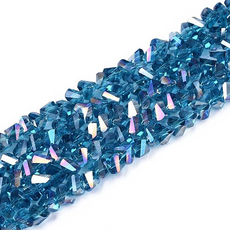Electroplate Transparent Glass Beads Strands GLAA-N021-4mm-28-1