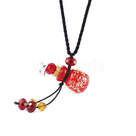 Lampwork Perfume Bottle Pendant Necklace with Glass Beads BOTT-PW0002-059B-03-1