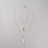 Alloy Leaf Pendant Double Layer Necklace for Women NJEW-WH0020-12KCG-B-1