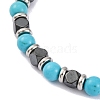 Synthetic Turquoise & Magnetic Synthetic Hematite Round Beaded Bracelet X-BJEW-P339-02P-10-2
