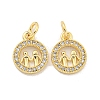 Brass Micro Pave Clear Cubic Zirconia Charms KK-Z044-34G-1