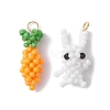 2Pcs Glass Seed Beads Rabbit & Carrot Pendants PALLOY-MZ00458-1