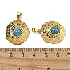 Ion Plating(IP) 304 Stainless Steel Pave Synthetic Turquoise Pendants STAS-U024-15G-08-3