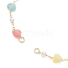Colorful Cat Eye Heart & Plastic Pearl Beads Brass Chain Bracelet Making AJEW-JB01387-2