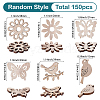150Pcs Undyed Wood Pendants & Beads & Cabochons WOOD-SP0001-74-2