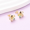 Brass Micro Pave Cubic Zirconia Flower Stud Earrings EJEW-H174-01A-G-1