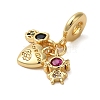 Rack Plating Brass Pave Colorful Cubic Zirconia European Dangle Charms KK-P279-43G-2