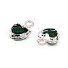 Heart Brass Glass Charms KK-S385-01S-06-2