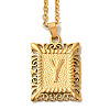 201 Stainless Steel Cable Chain Rectangle with Letter Pendant Necklaces NJEW-M070-01G-Y-1