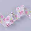 Flower Pattern Printed Polyester Organza Ribbons ORIB-Q034-06-3