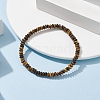 Natural Tiger Eye Rondelle Beaded Stretch Braceletss BJEW-JB09980-08-2