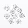 Flat Round Brass Flower Filigree Findings Charms Pendants KK-O015-05S-1