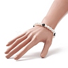 Natural Black Onyx Cross & ABS Plastic Imitation Pearl Beaded Stretch Bracelet for Women BJEW-JB09219-3